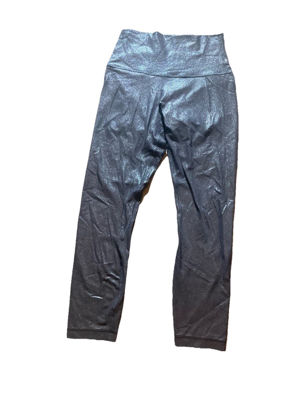 Lululemon Align HR Ribbed 30” Shine Radiate Foil Print Black Night Size 4